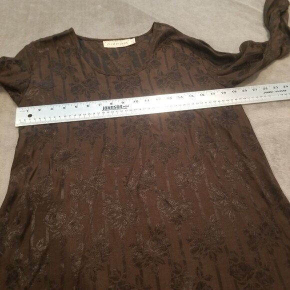 Marsha and Julio for Componix Womens Small Scoop Neck Brown Floral Jacquard Top - Picture 7 of 8